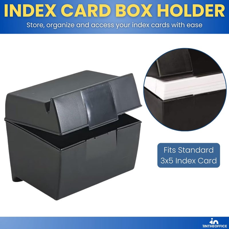 1InTheOffice Index Card Box 5x8 Index Card Holder, 400 Card Capacity Black (2 Pack) - Image 2